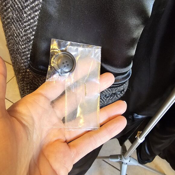 Vintage 80s 90s Herringbone Wool Overcoat Czechoslovakia Mens XL Gray Long Mob - Picture 8 of 9